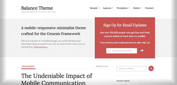 Balance, le thème utilisé sur TribeLeadr