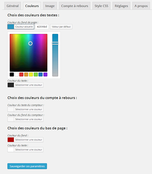 Option des couleurs