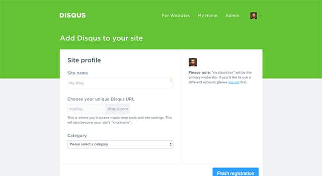 Ajouter un site à Disqus
