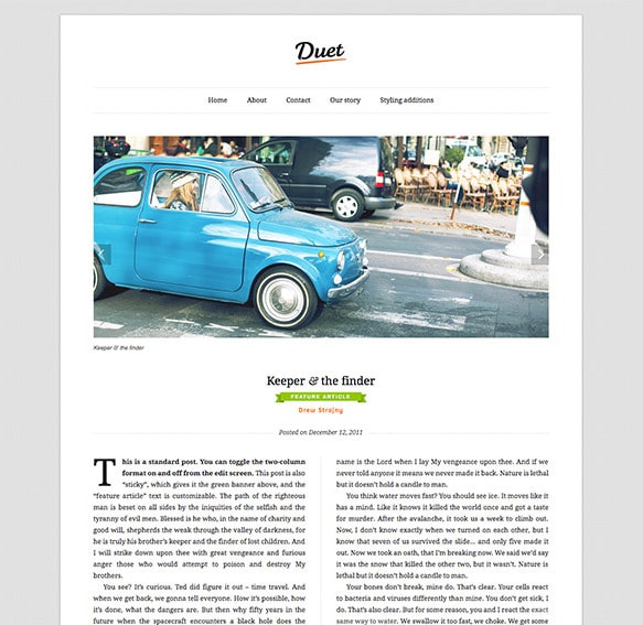 Duet, un thème WordPress qui aide à la lecture