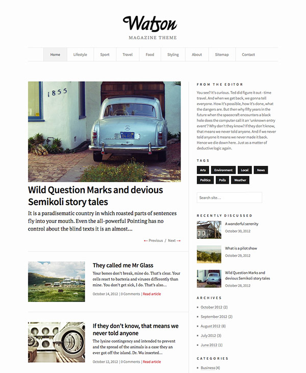 Watson, un template WordPress pour blogs