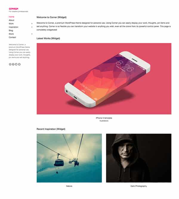 Le thème WordPress Corner pour créer des portfolios