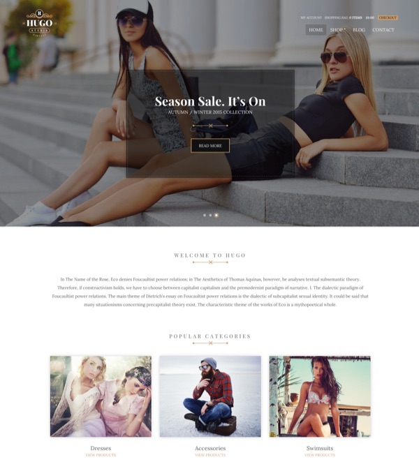 Template WordPress Boutique Hugo