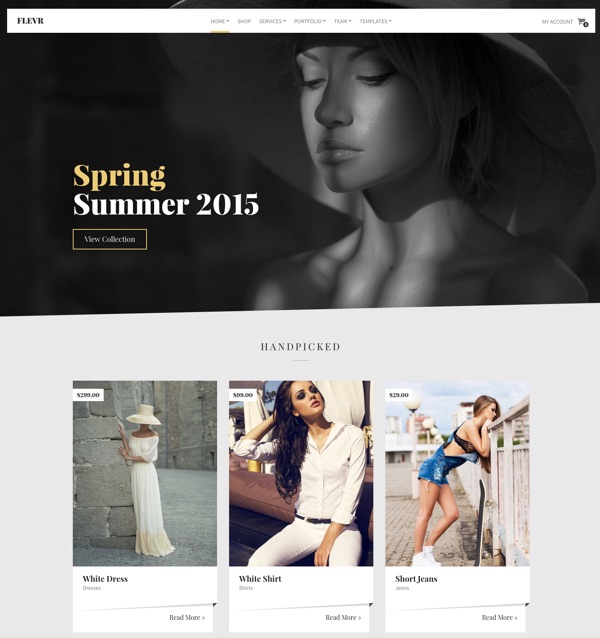 Le template WordPress boutique Flevr