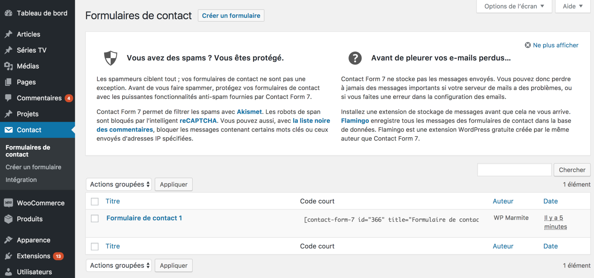 Contact Form 7 homepage