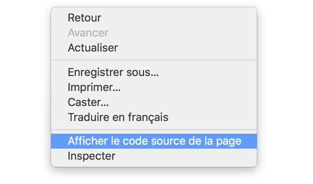 Afficher le code source d'une page