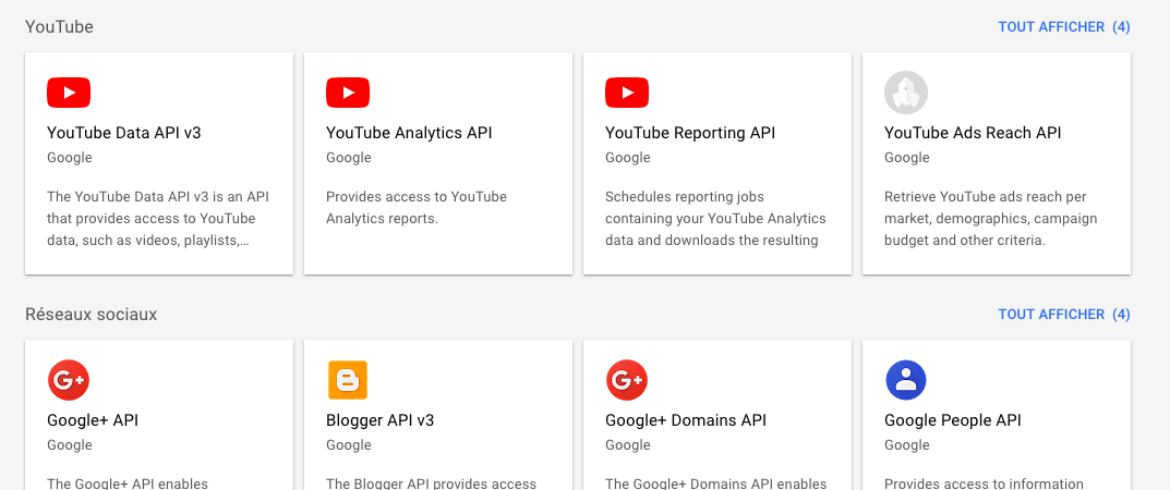 Choisir Youtube Data API v3