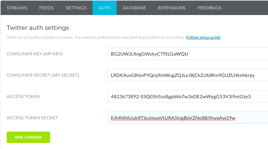 Réglages Flow Flow pour Twitter