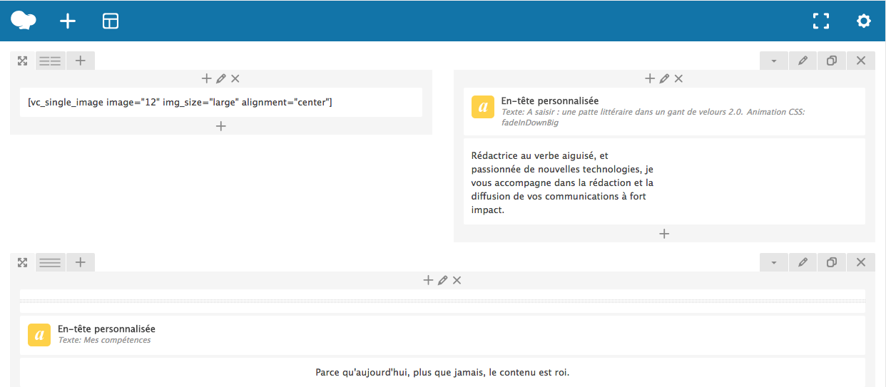 Éditeur d'administration de WPBakery.