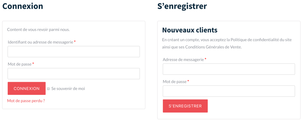 woocommerce texte connexion up