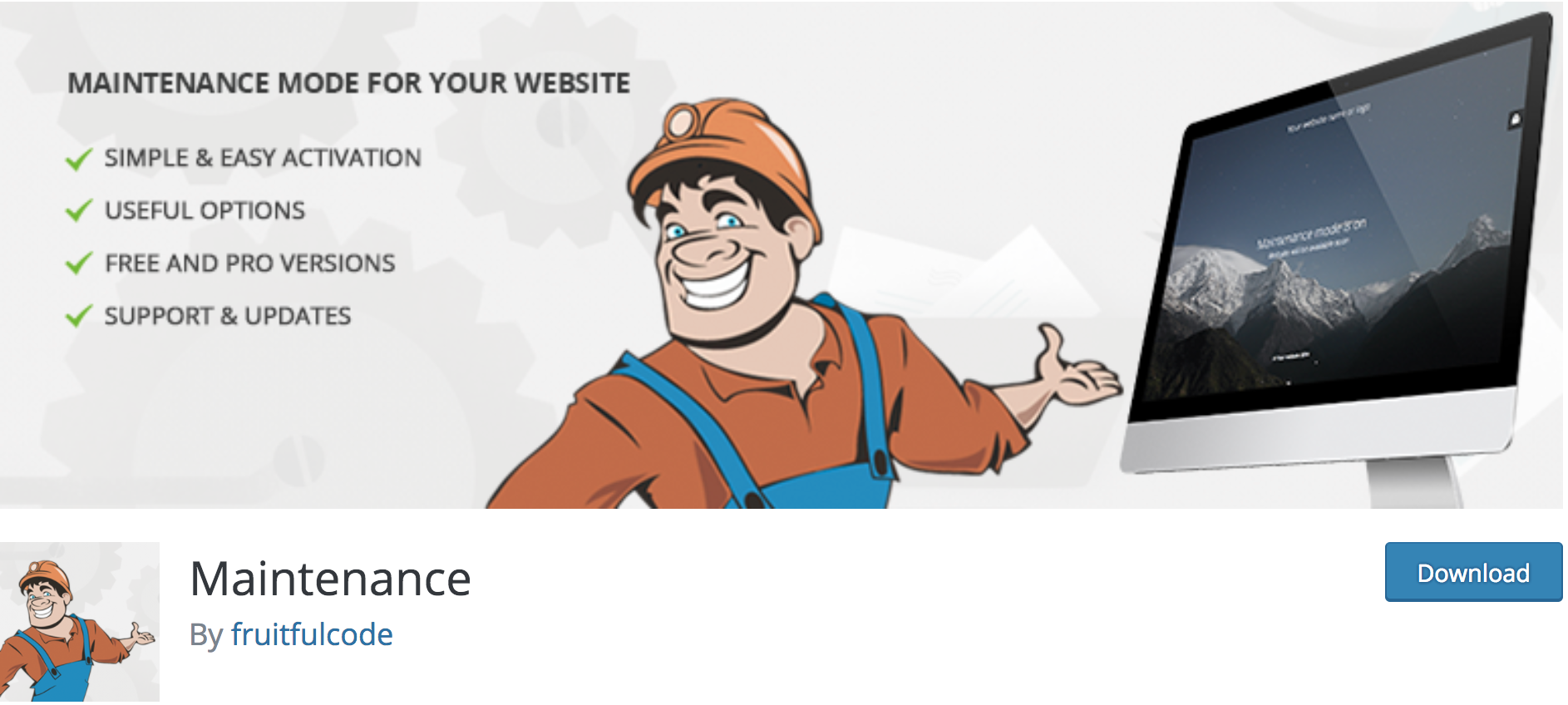 The WordPress Maintenance plugin on WordPress official repository
