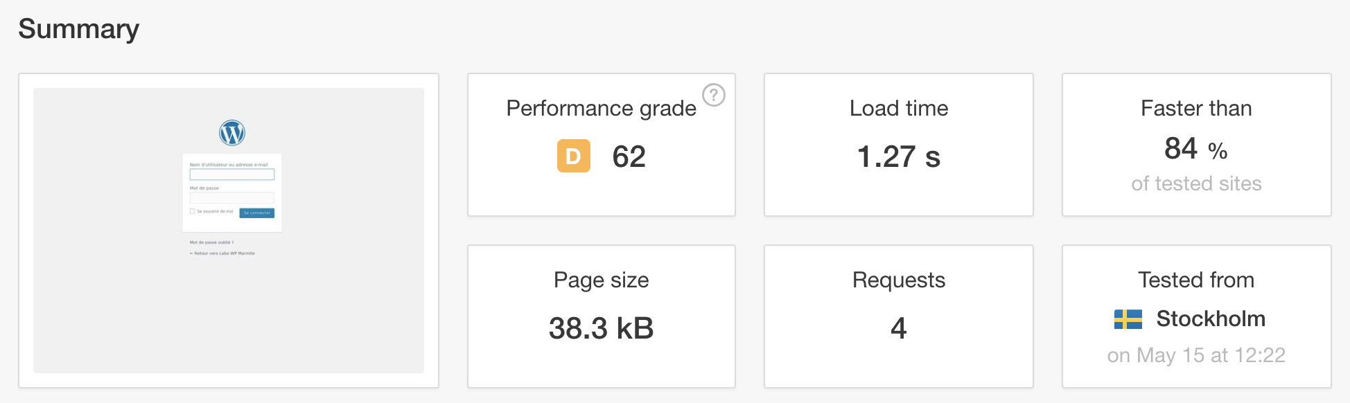 Test performance sans activation du plugin 