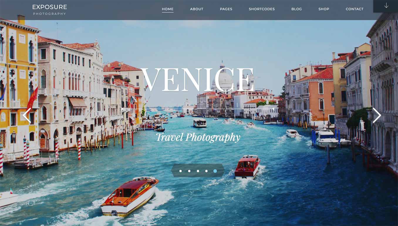 Thème WordPress photo sobre, Venice permet d'exposer vos clichés