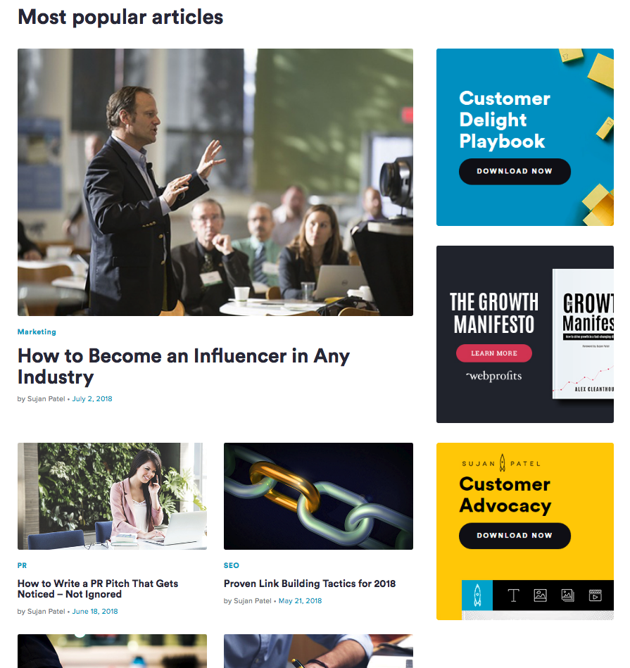 Une liste d'articles en mode magazine : clair, simple, typique