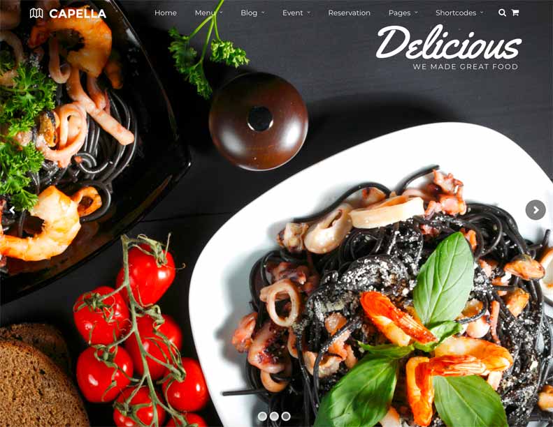 Capella est un thème WordPress pour restaurant