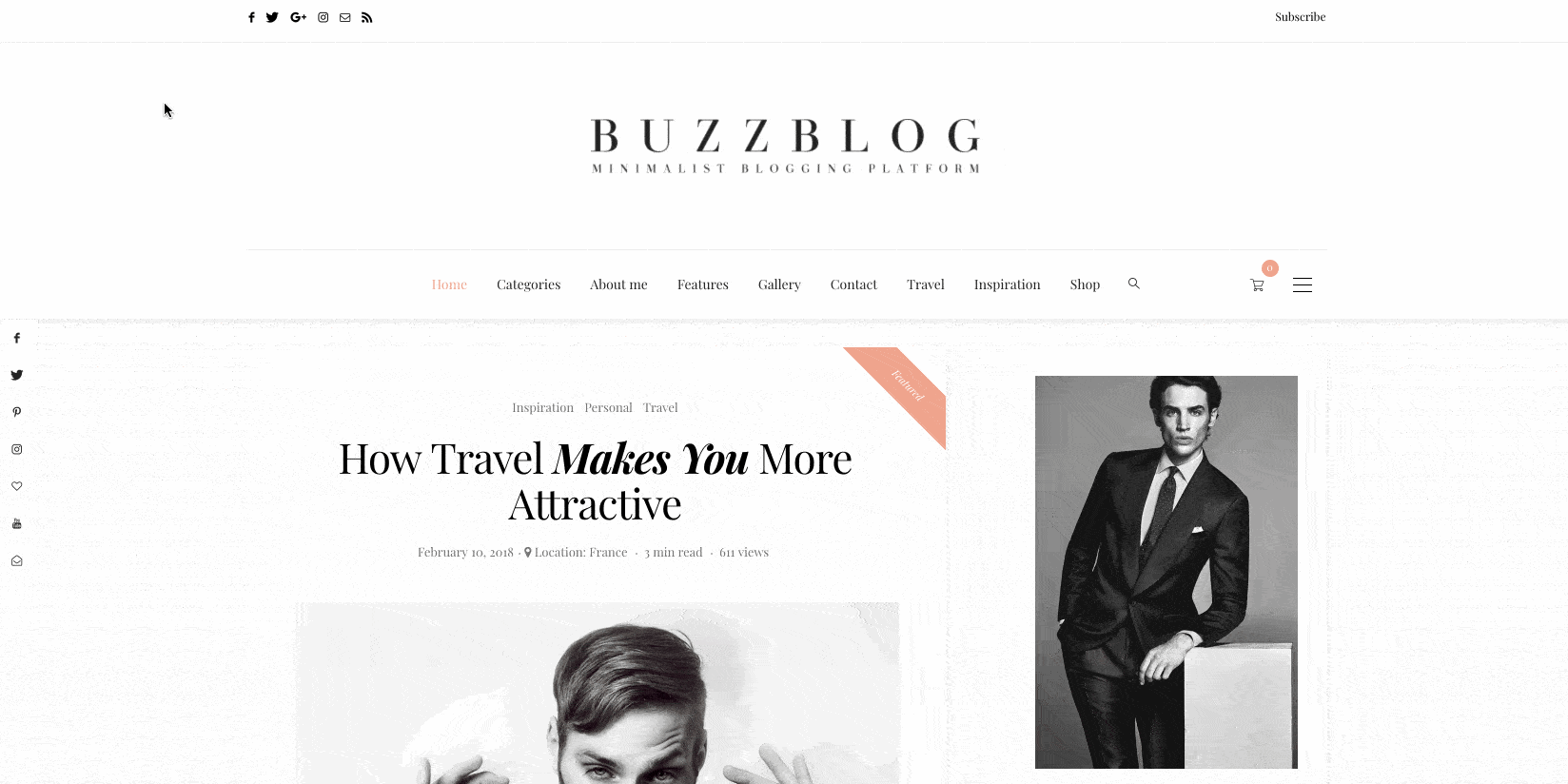 Page d'accueil du thème Buzzblog