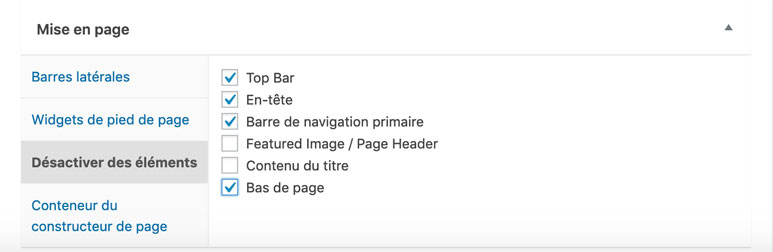Désactiver des éléments sur le thème GeneratePress