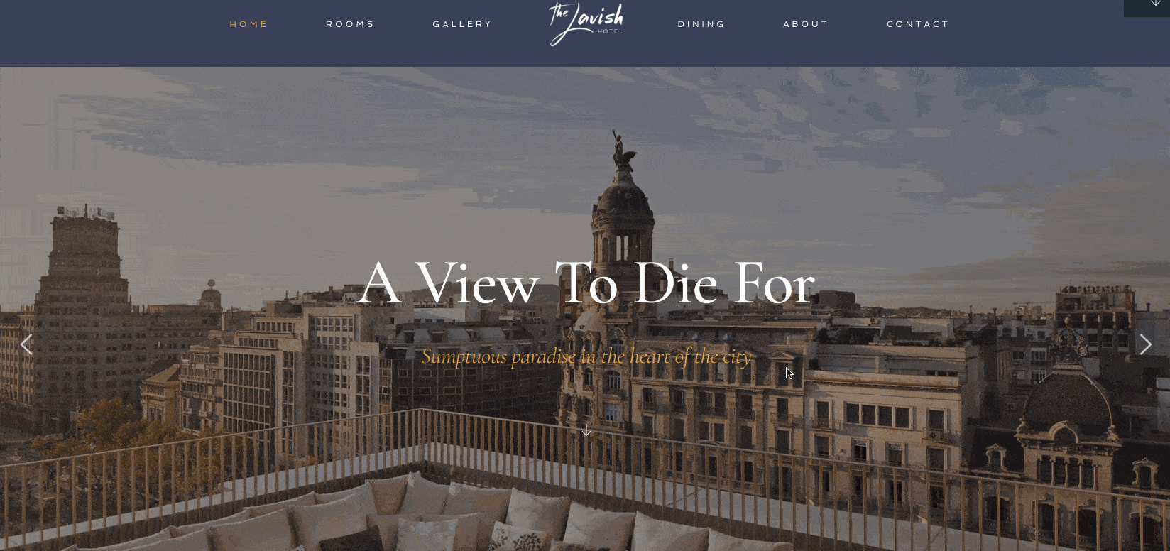 La page d'accueil du thème Haven