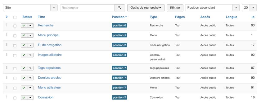 Les modules de Joomla