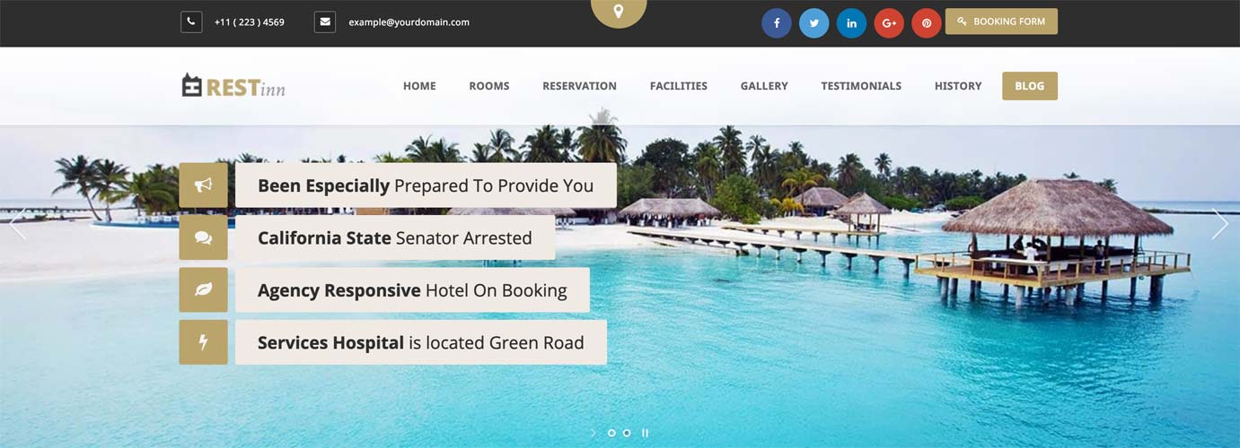 Restinn est un thème WordPress pour hôtel