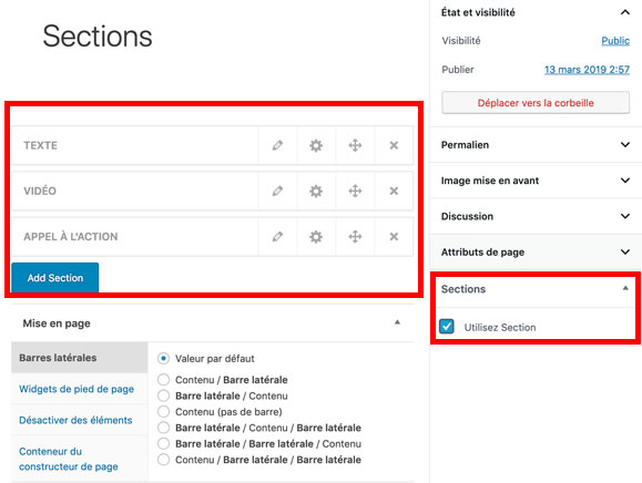 Sections du thème GeneratePress