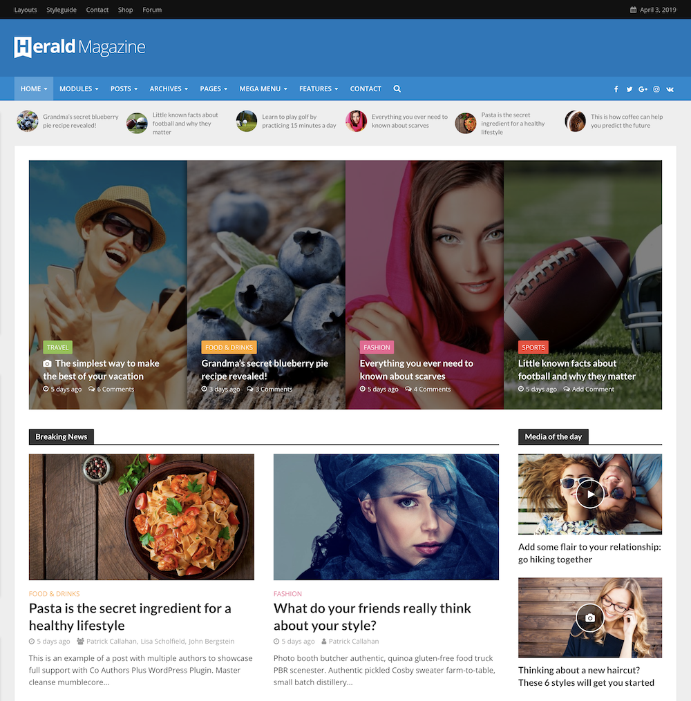 Le thème WordPress magazine Herald