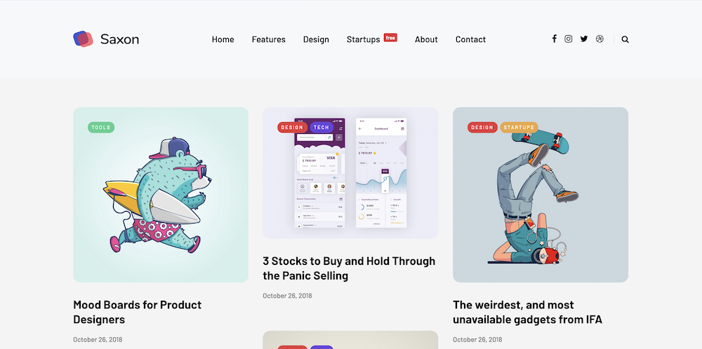 Saxon, un thème WordPress pour webzine