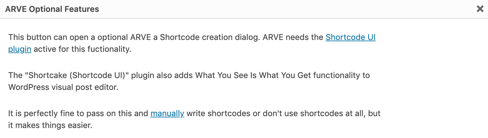 Les options du plugin ARVE