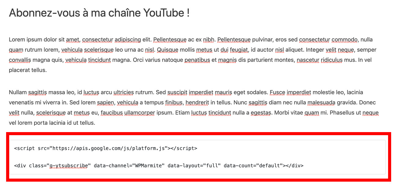 Bloc HTML personnalisé