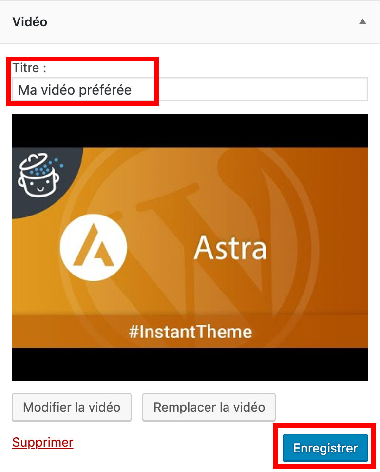 Enregistrer une vidéo en widget