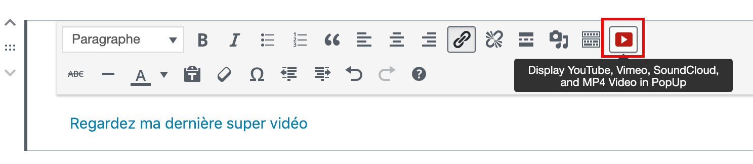 L'icône YouTube de Video PopUp
