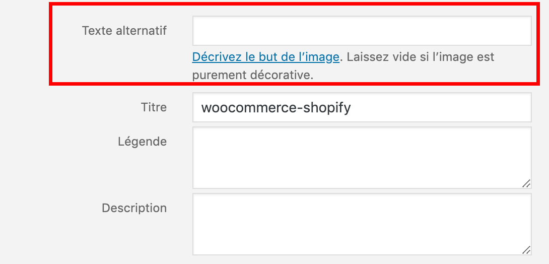 L'encart de texte alternatif sur WordPress