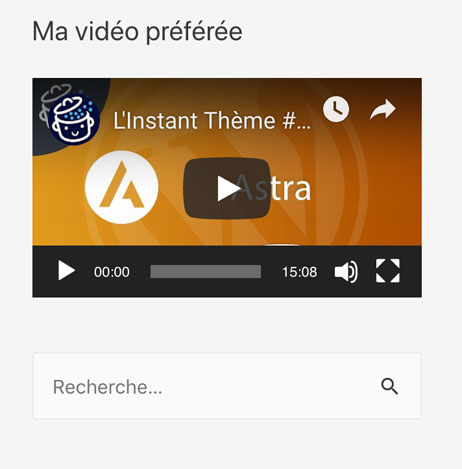 Intégration en page vidéo préférée