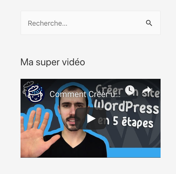 Intégration de YouTube Widget Responsive