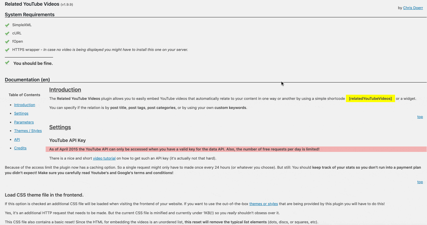Related YouTube video menu