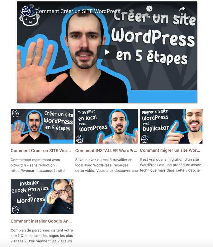 L'intégration d'une galerie vidéo avec Yotu