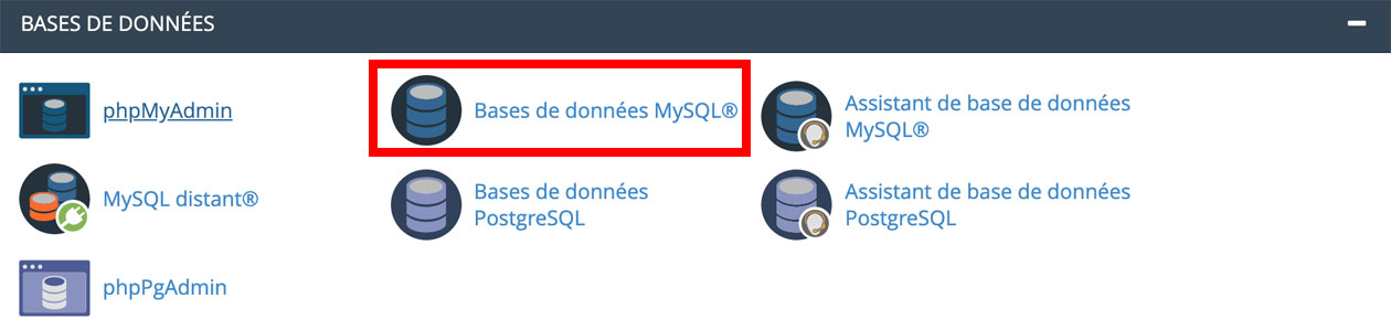 Bases de données MySQL sur cPanel.