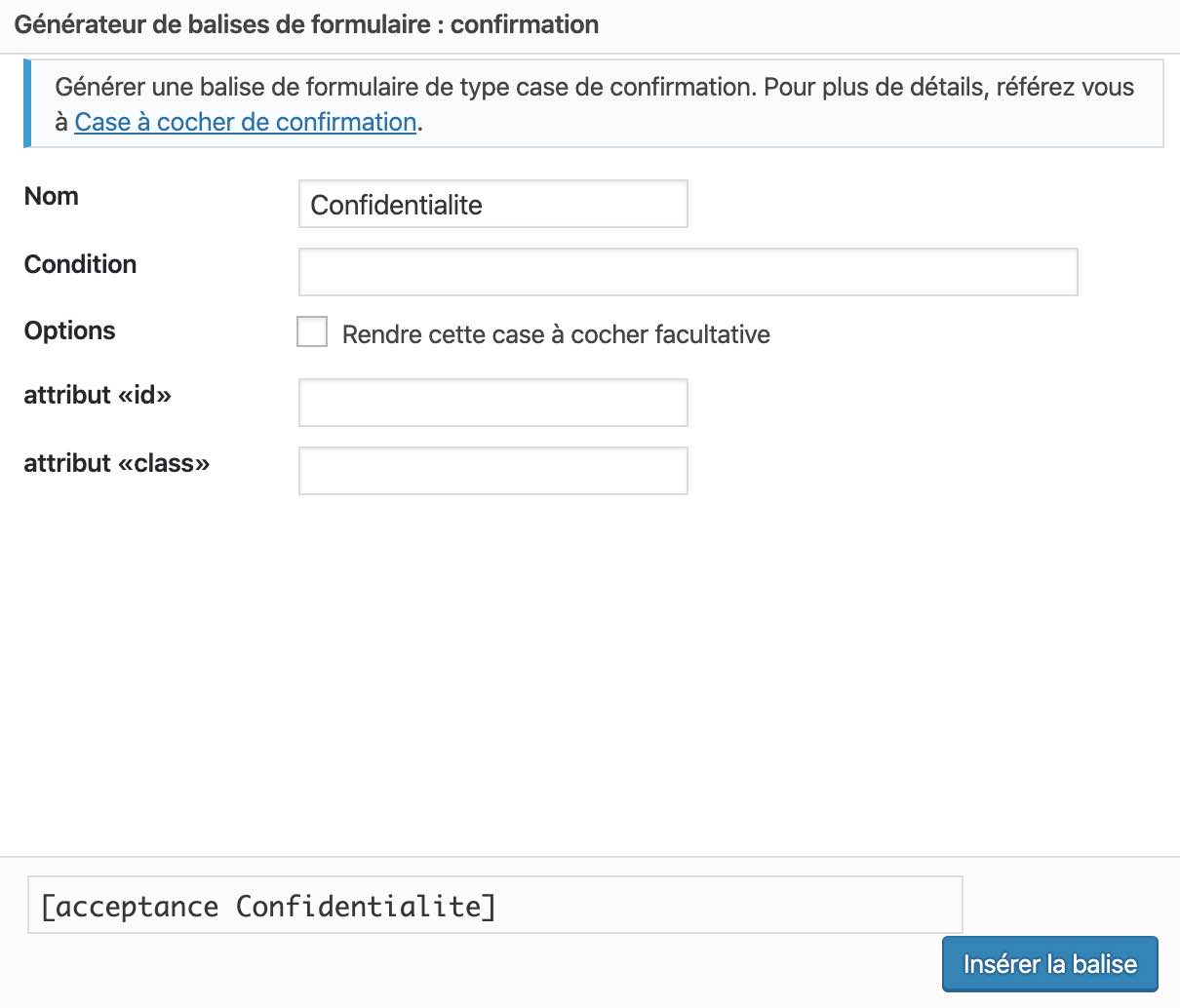 Balise de confirmation Contact Form 7