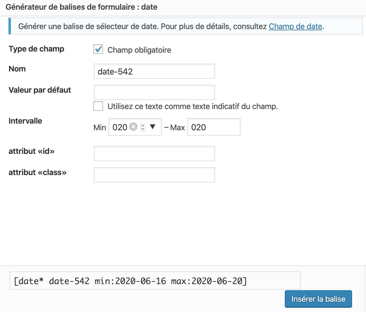 Champ Date de Contact Form 7