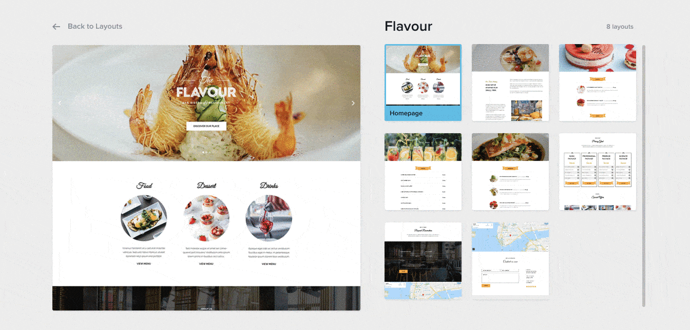 Le layout Flavour sur Brizy.
