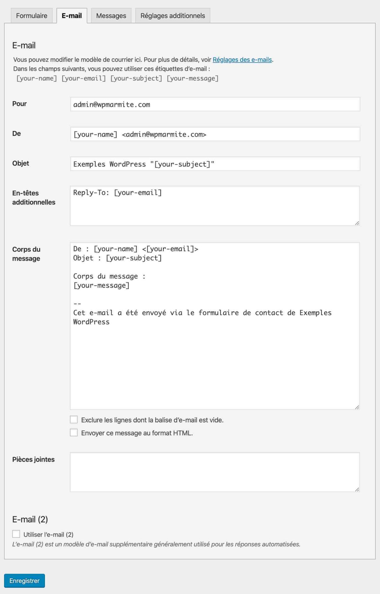 Email du destinataire