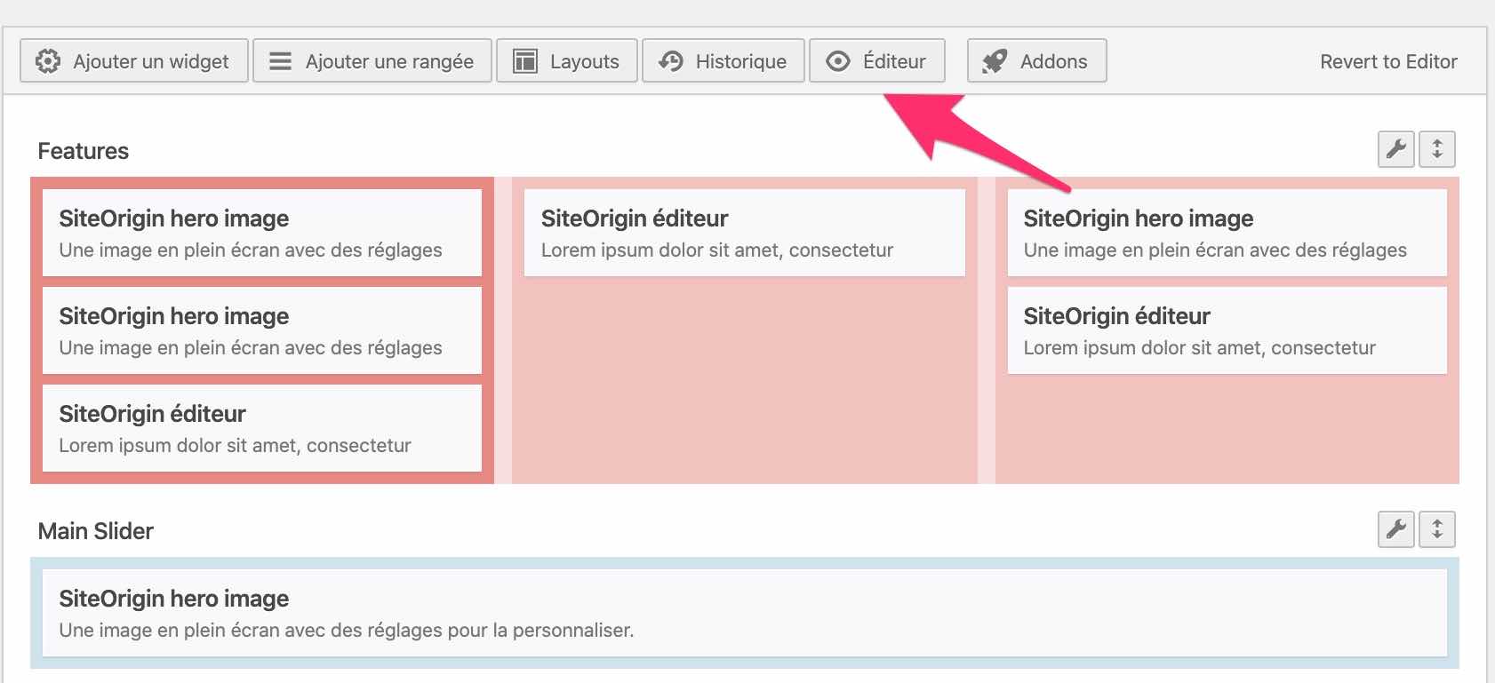 Le mode Editeur de Page Builder