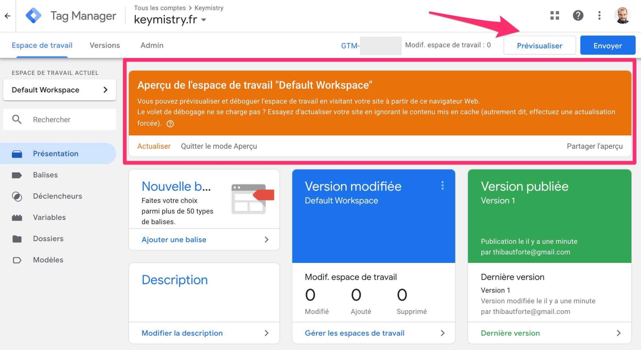 Mode Aperçu de Google Tag Manager