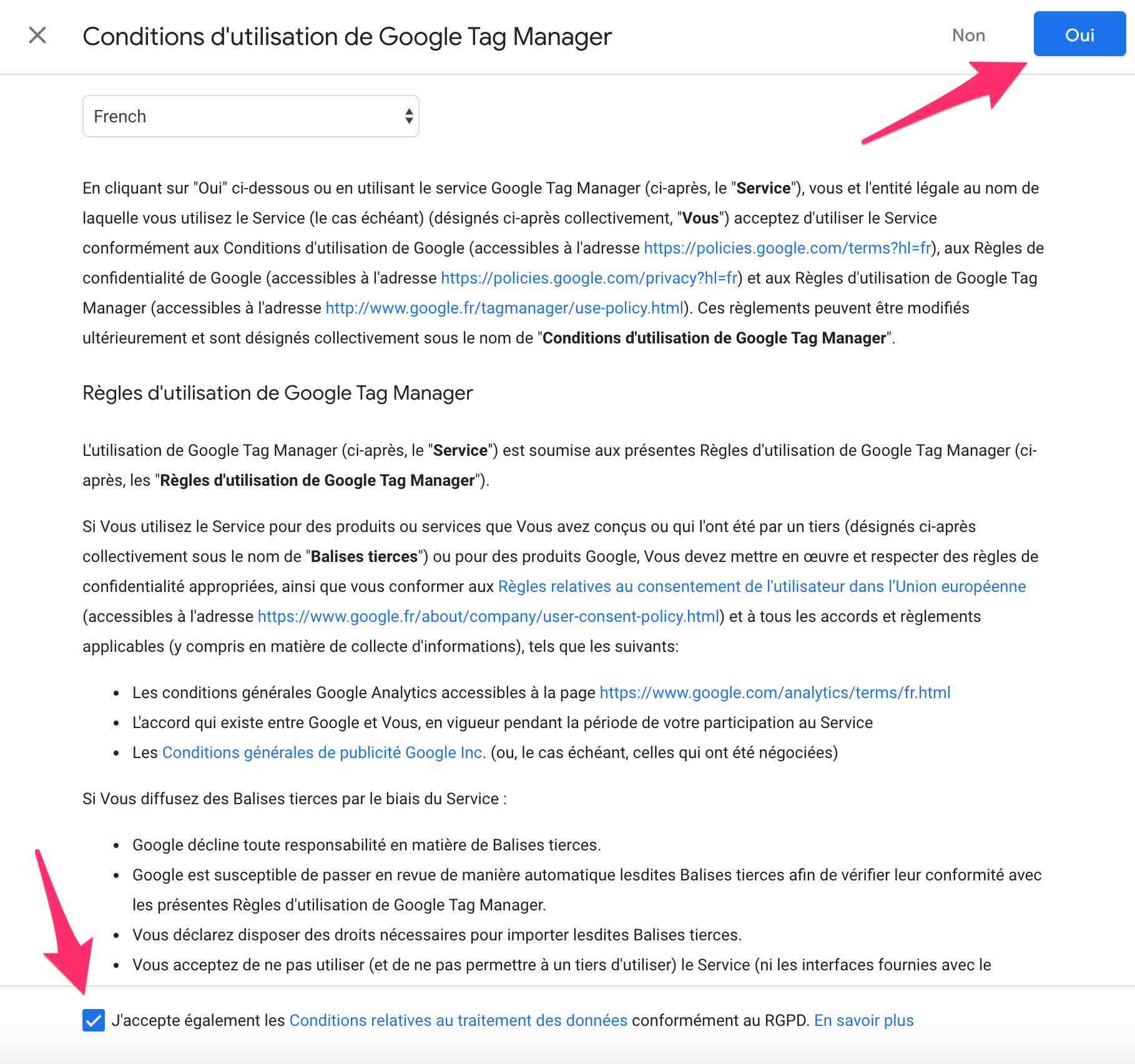 Règles d'utilisation de Google Tag Manager