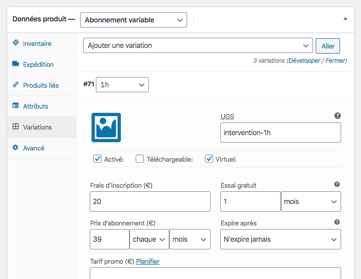 Abonnement variable sur WooCommerce Subscriptions
