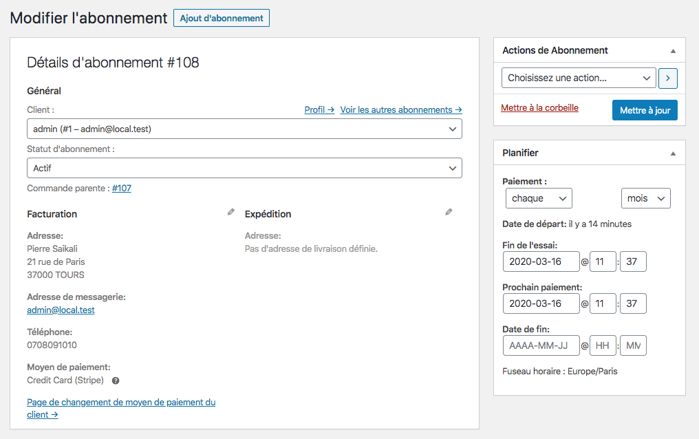 Modifier la périodicité d'un abonnement via WooCommerce Subscriptions