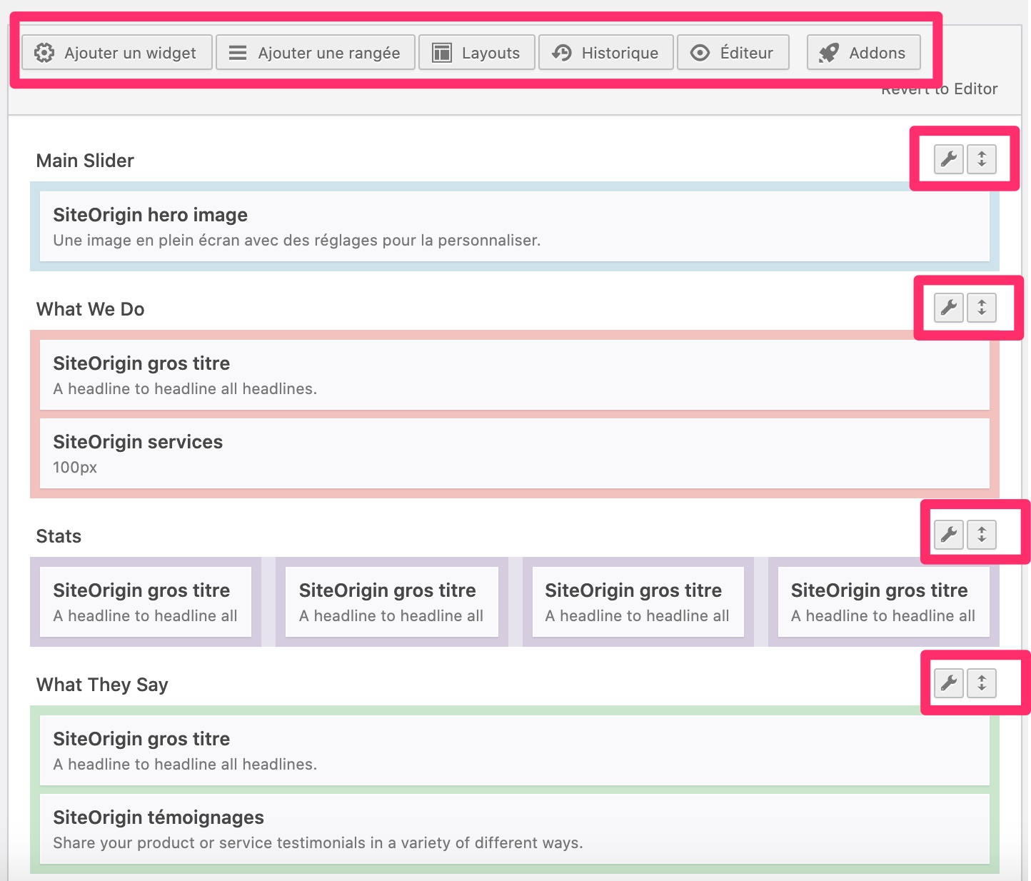 Boutons de SiteOrigin Page Builder