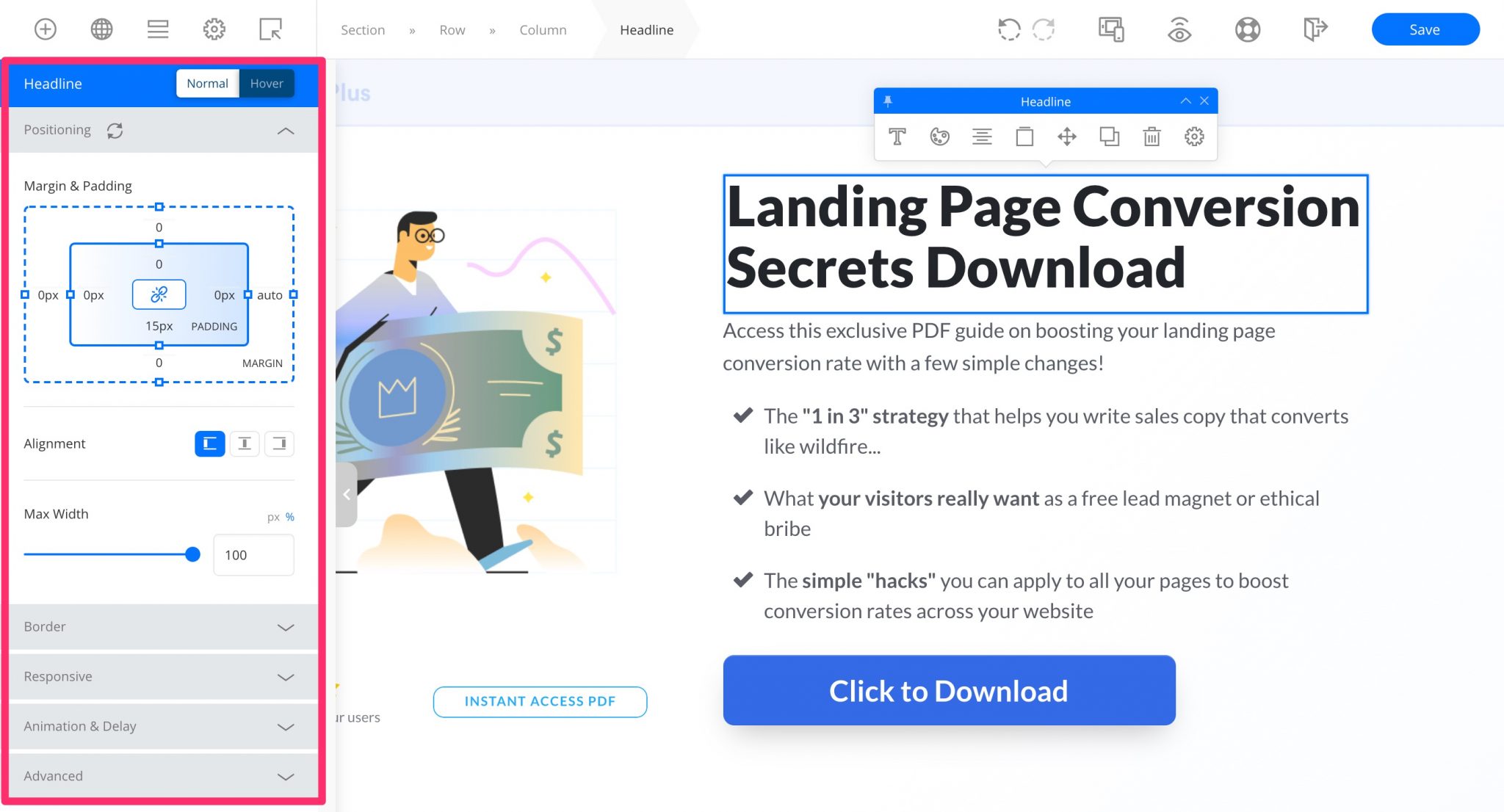 Barre outils colonne de gauche