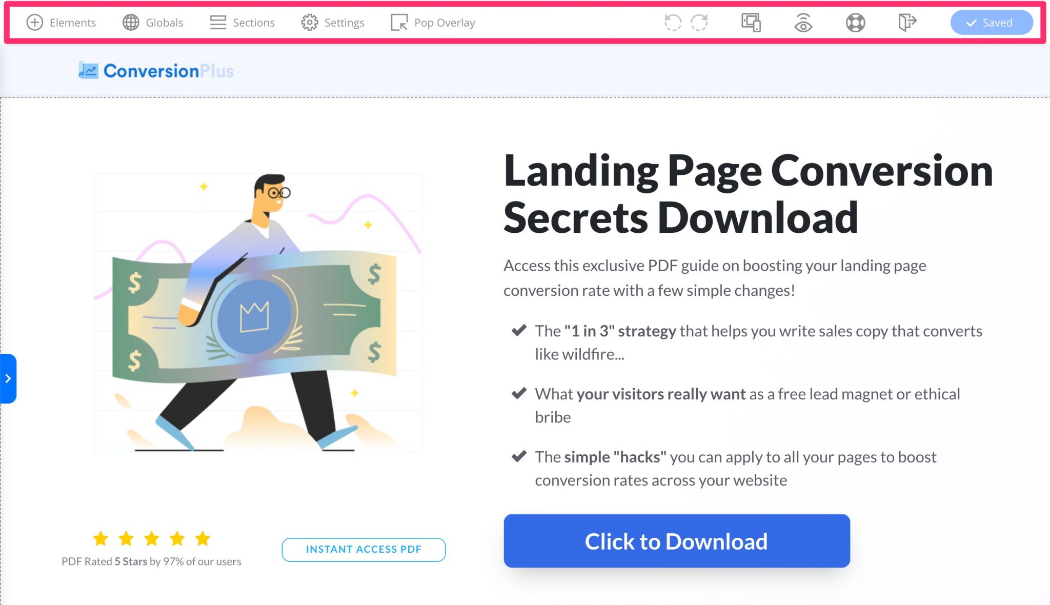 La barre d'outils d'OptimizeBuilder