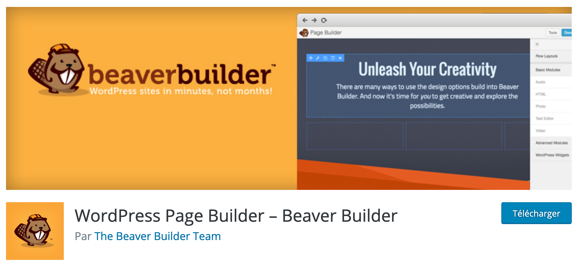 Beaver Builder sur le répertoire officiel